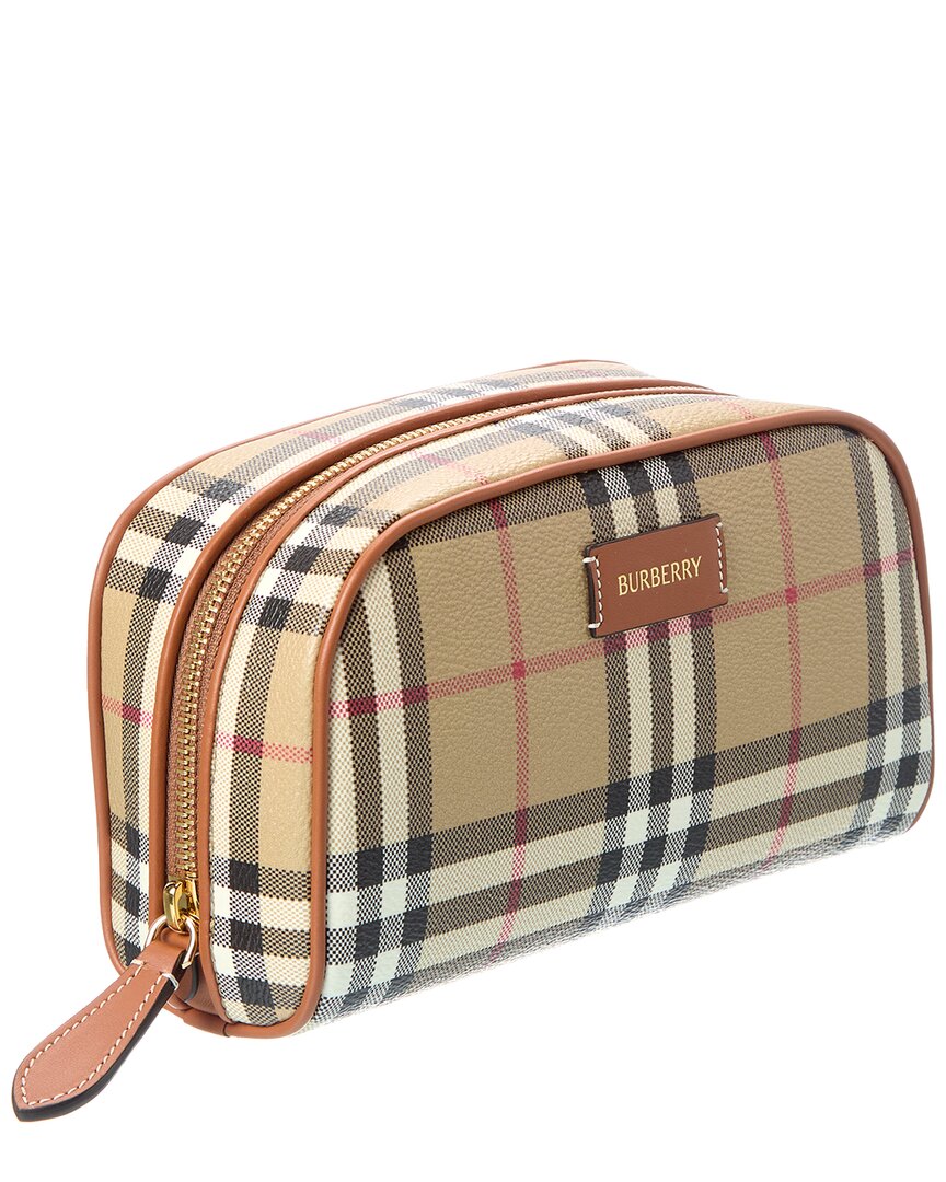 Burberry Burberry Check E-Canvas & Leather Cosmetic Case