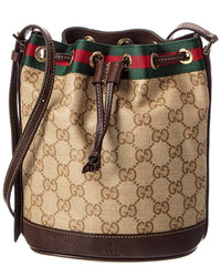Gucci Gucci Gg Web Mini Gg Coated Canvas & Leather Bucket Bag