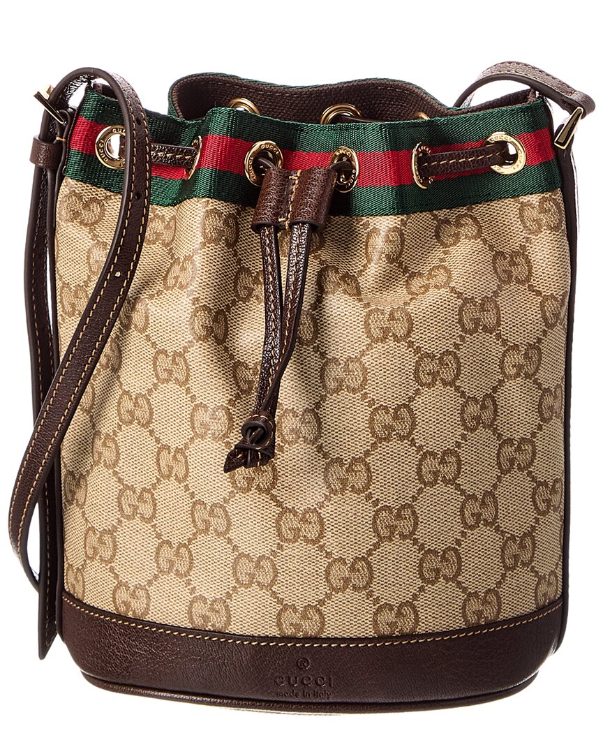 Gucci Gucci Gg Web Mini Gg Coated Canvas & Leather Bucket Bag