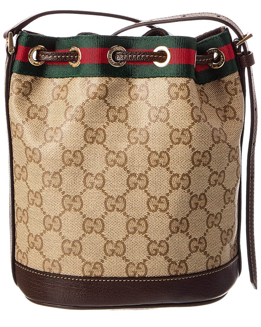 Gucci Gucci Gg Web Mini Gg Coated Canvas & Leather Bucket Bag