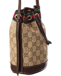 Gucci Gucci Gg Web Mini Gg Coated Canvas & Leather Bucket Bag