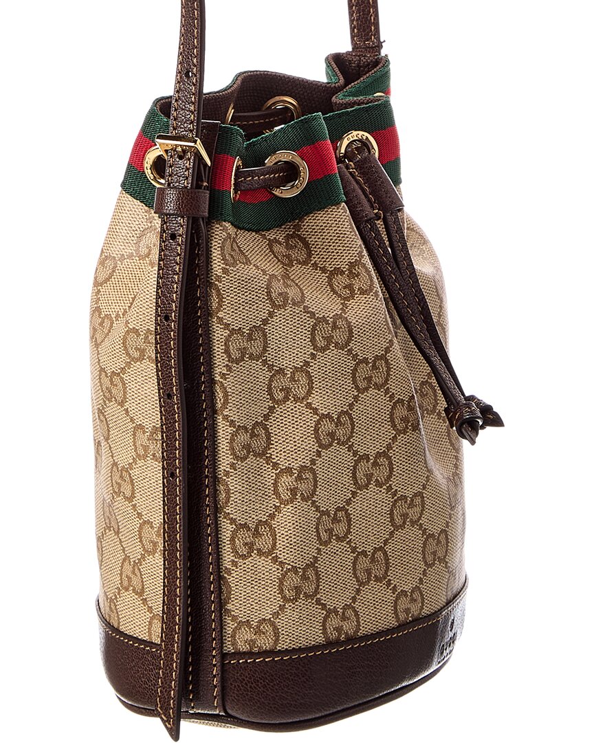 Gucci Gucci Gg Web Mini Gg Coated Canvas & Leather Bucket Bag