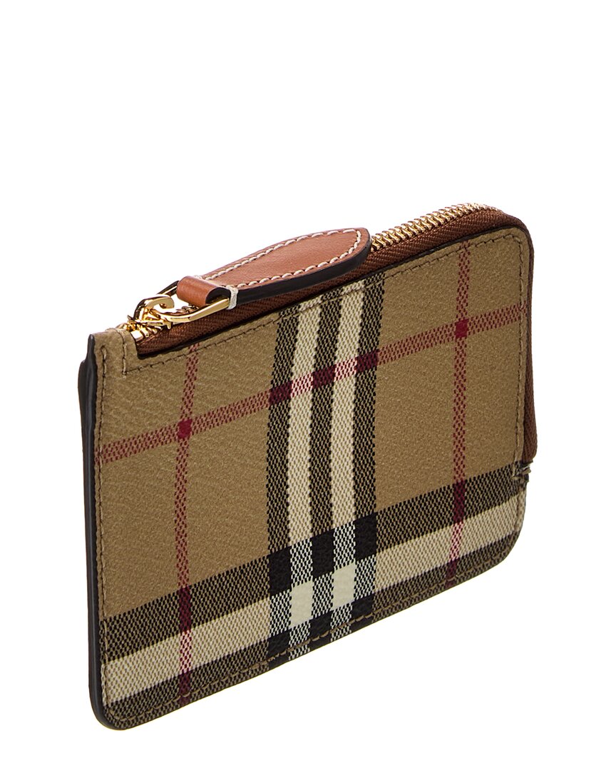 Burberry Dnu Inv Burberry Check E-Canvas & Leather Zip Card Case