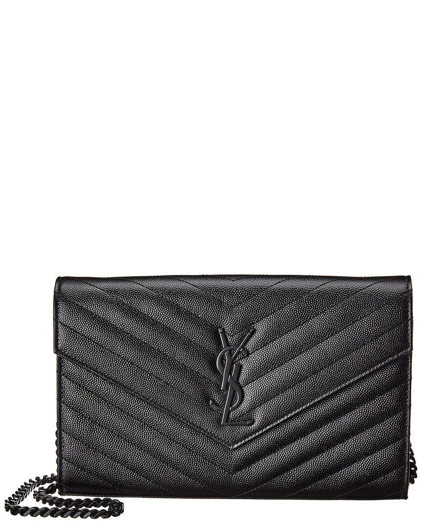 Saint Laurent Monogram Matelasse Leather Wallet On Chain