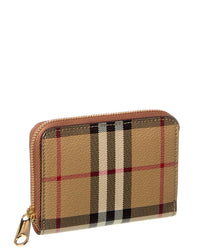 Burberry Check Small E-Canvas & Leather Coin Purse