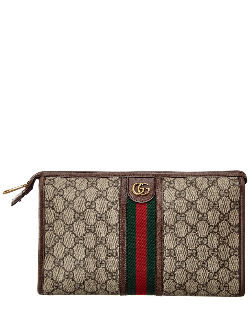 Gucci Gucci Ophidia Gg Supreme Canvas & Leather Cosmetic Case