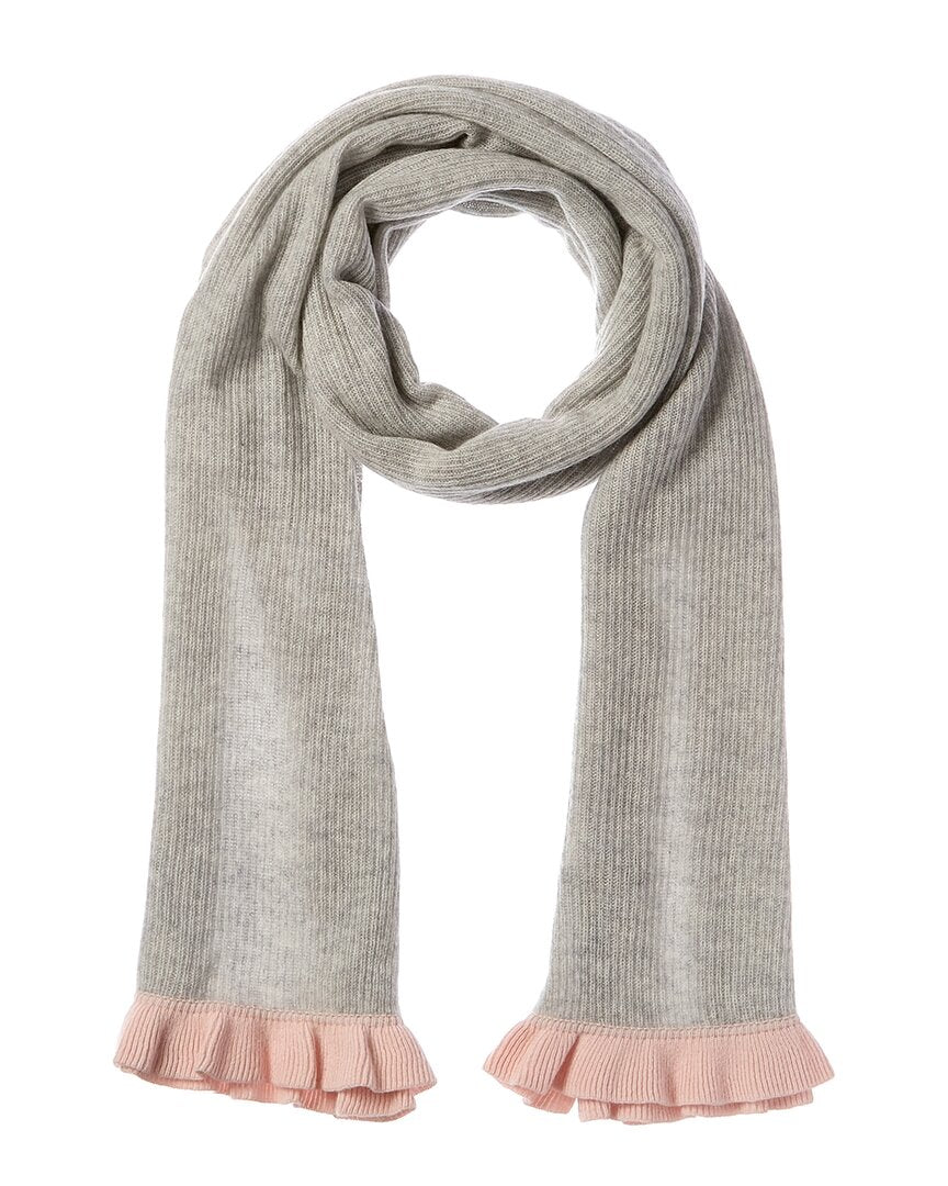Hannah Rose Contrast Ruffle Edges Rib Scarf Grey Multi