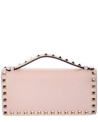 Valentino Rockstud Grainy Leather Wallet On Chain