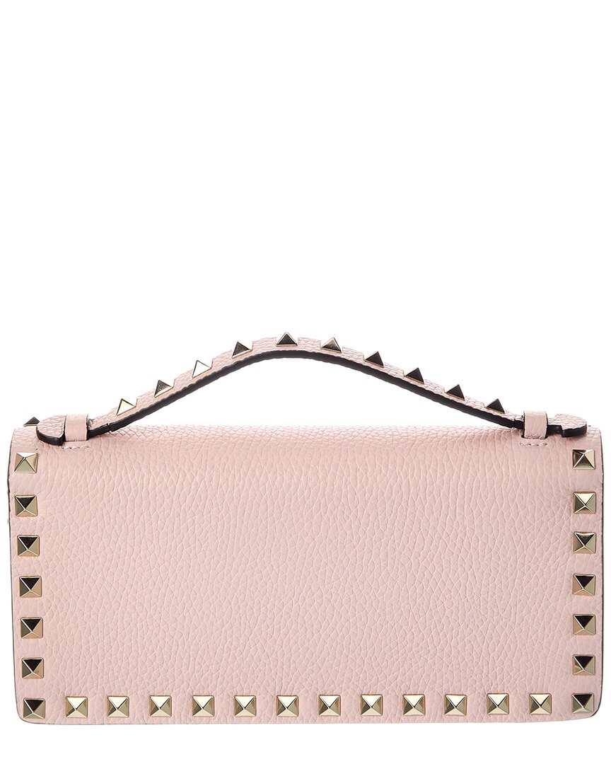 Valentino Rockstud Grainy Leather Wallet On Chain