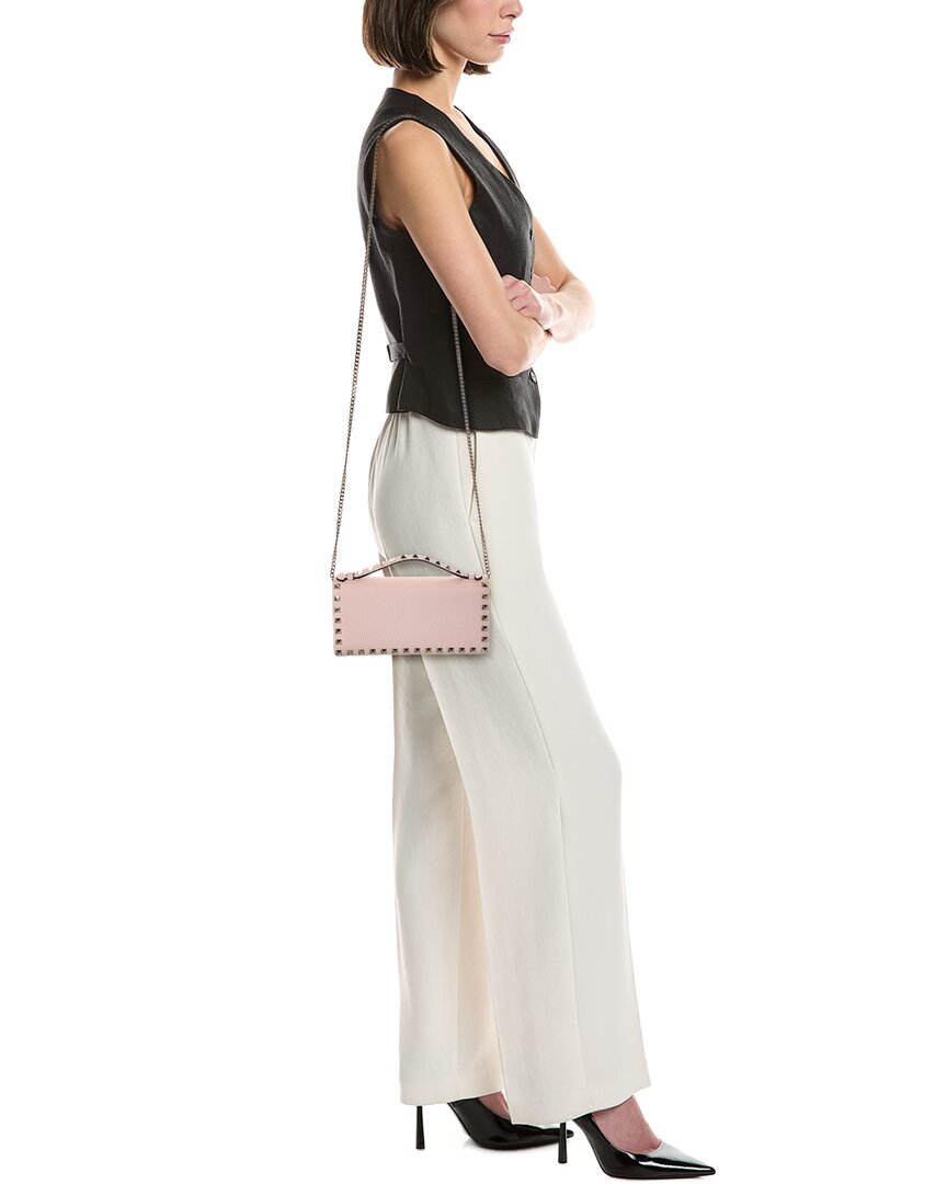 Valentino Rockstud Grainy Leather Wallet On Chain