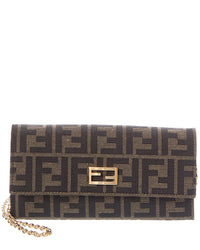 Fendi Ff Canvas & Leather Wallet On Chain