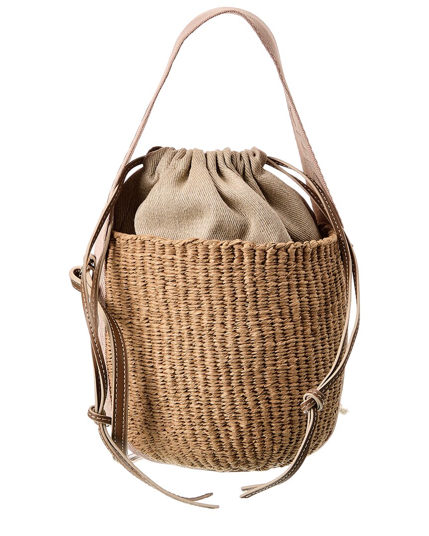 Chloé Chloé Woody Small Paper & Leather Bucket Bag