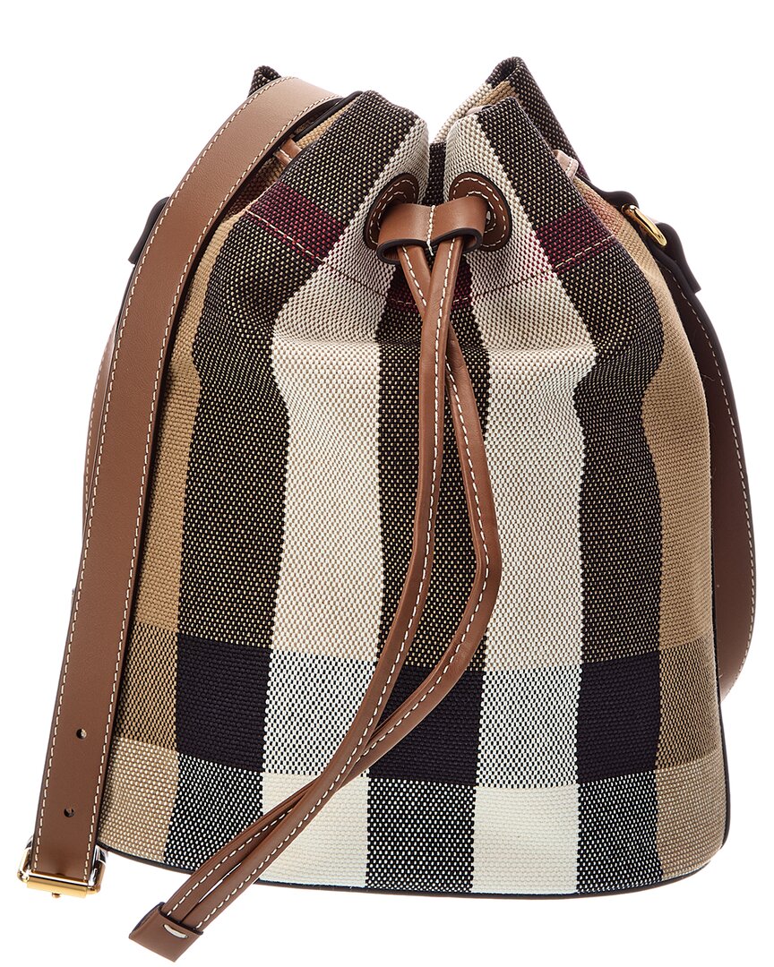 Burberry Burberry Check Canvas & Leather Bucket Bag