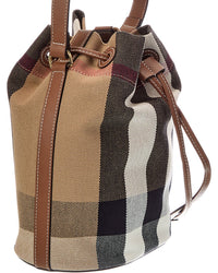 Burberry Burberry Check Canvas & Leather Bucket Bag