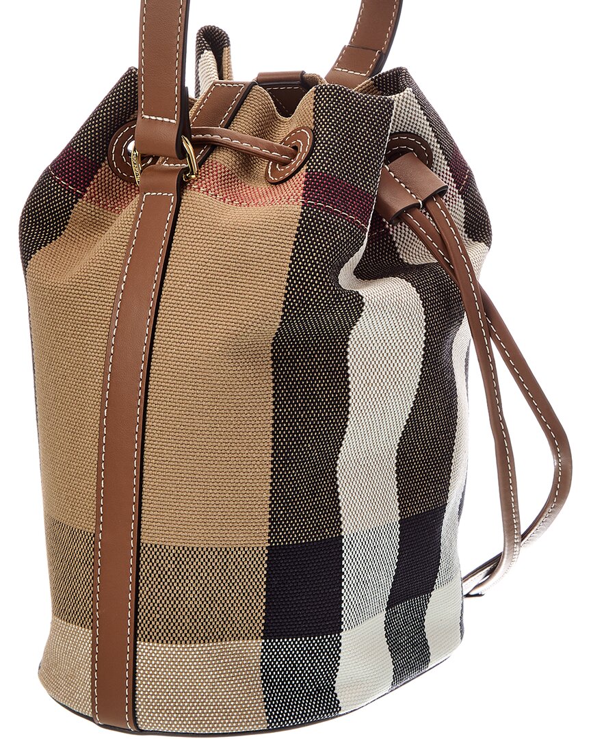 Burberry Burberry Check Canvas & Leather Bucket Bag
