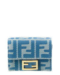 Fendi Baguette Ff Micro Trifold Jacquard & Leather Wallet ONE SIZE Blue