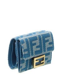 Fendi Baguette Ff Micro Trifold Jacquard & Leather Wallet