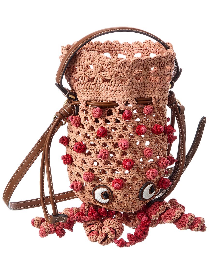 Anya Hindmarch Squid Raffia & Leather Bucket Bag