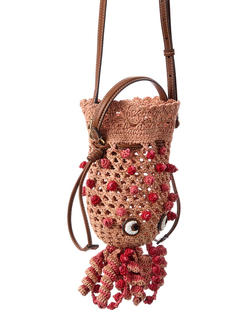 Anya Hindmarch Squid Raffia & Leather Bucket Bag