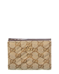 Gucci Gucci Gg Marmont Small Gg Canvas & Leather Card Case