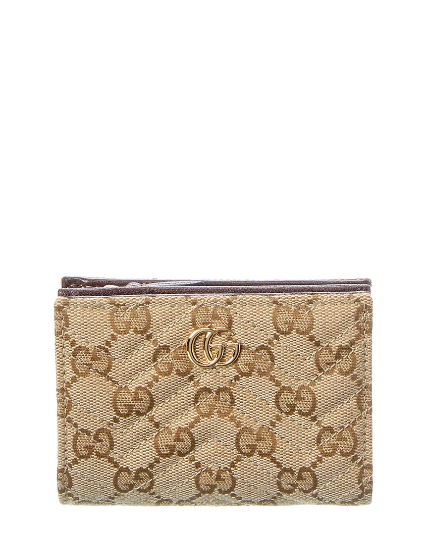 Gucci Gucci Gg Marmont Small Gg Canvas & Leather Card Case
