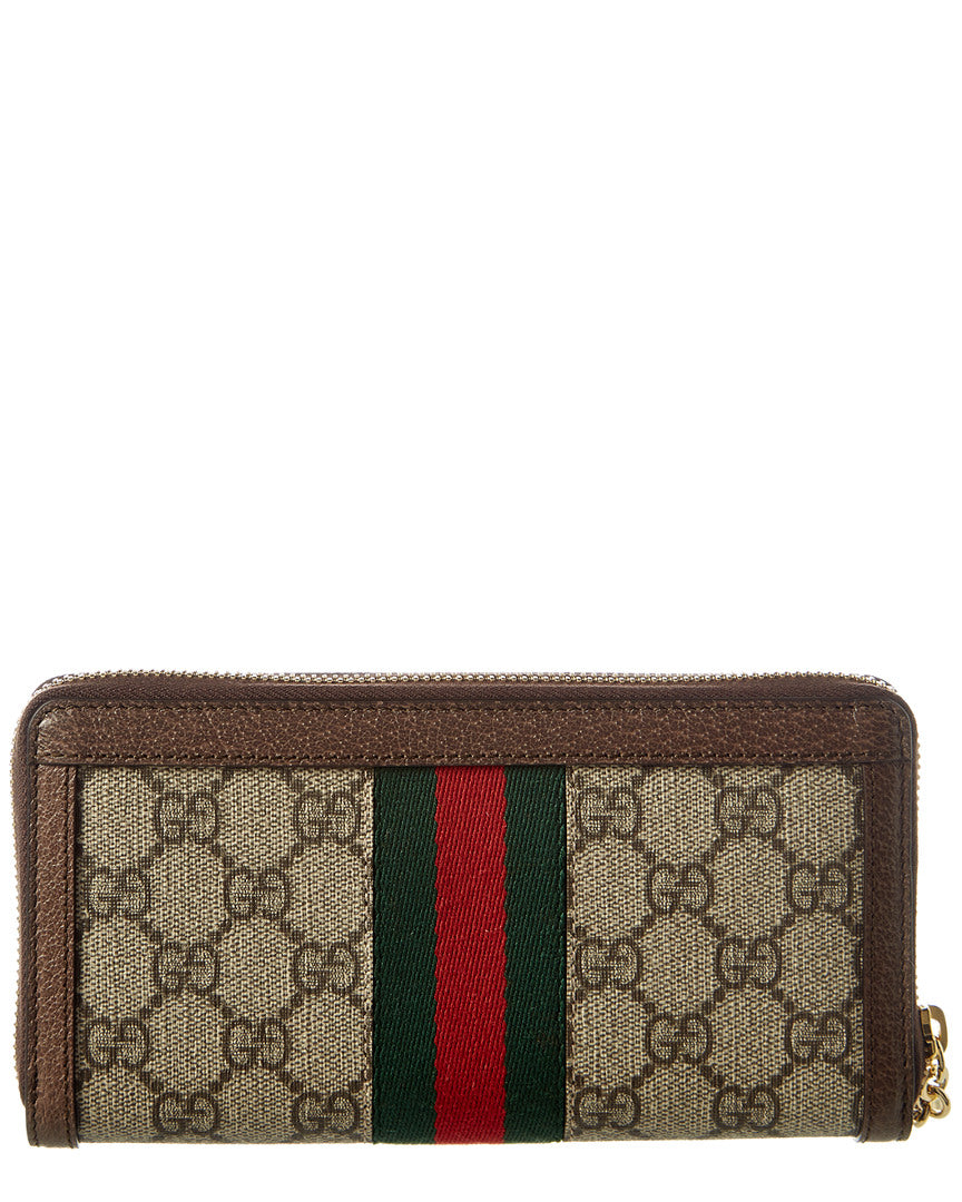 Gucci Ophidia Gg Supreme Canvas & Leather Zip Around Wallet