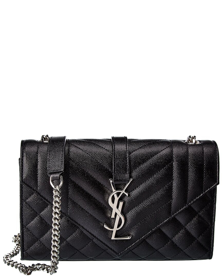 Saint Laurent Envelope Small Leather Crossbody ONE SIZE Black