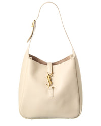 Saint Laurent Le 5 A 7 Small Leather Hobo Bag ONE SIZE Beige