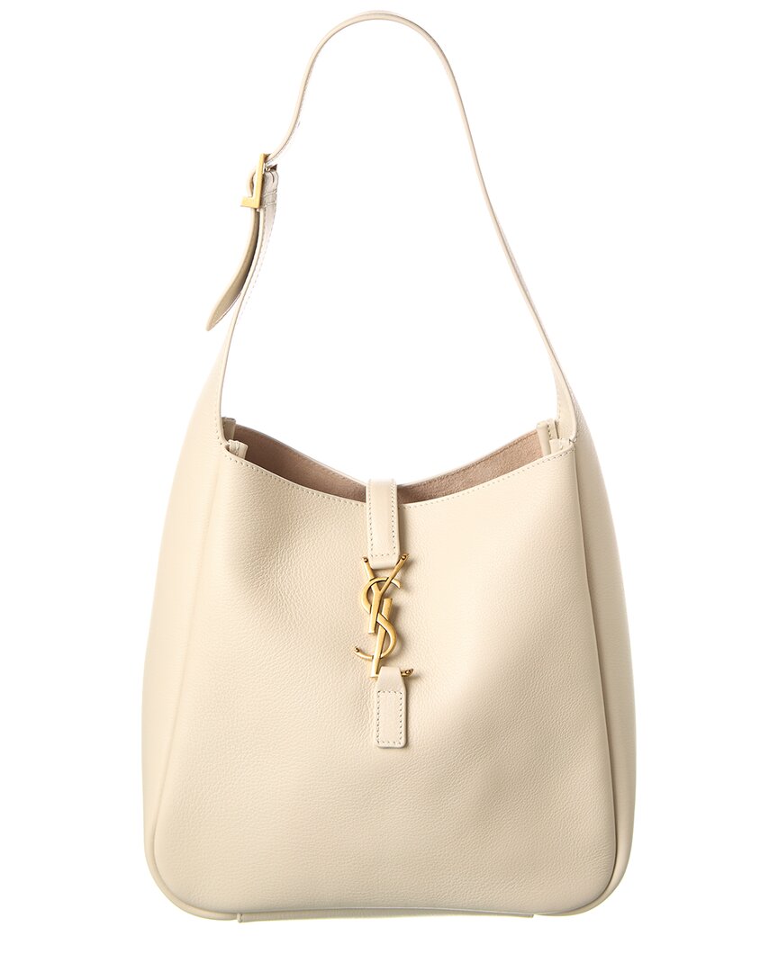 Saint Laurent Le 5 A 7 Small Leather Hobo Bag ONE SIZE Beige