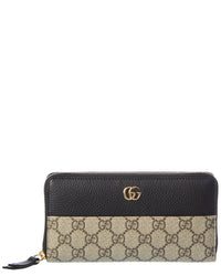Gucci Gucci Gg Marmont Gg Supreme Canvas & Leather Zip Around Wallet