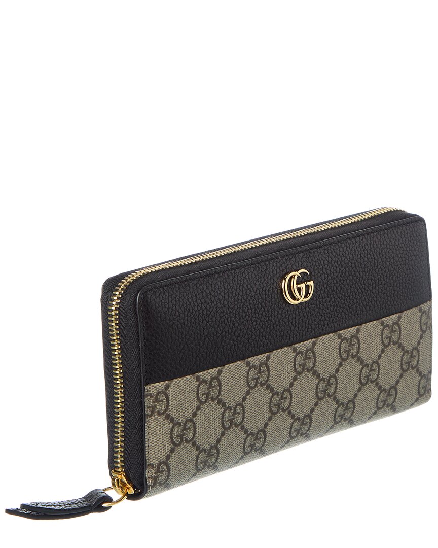 Gucci Gucci Gg Marmont Gg Supreme Canvas & Leather Zip Around Wallet