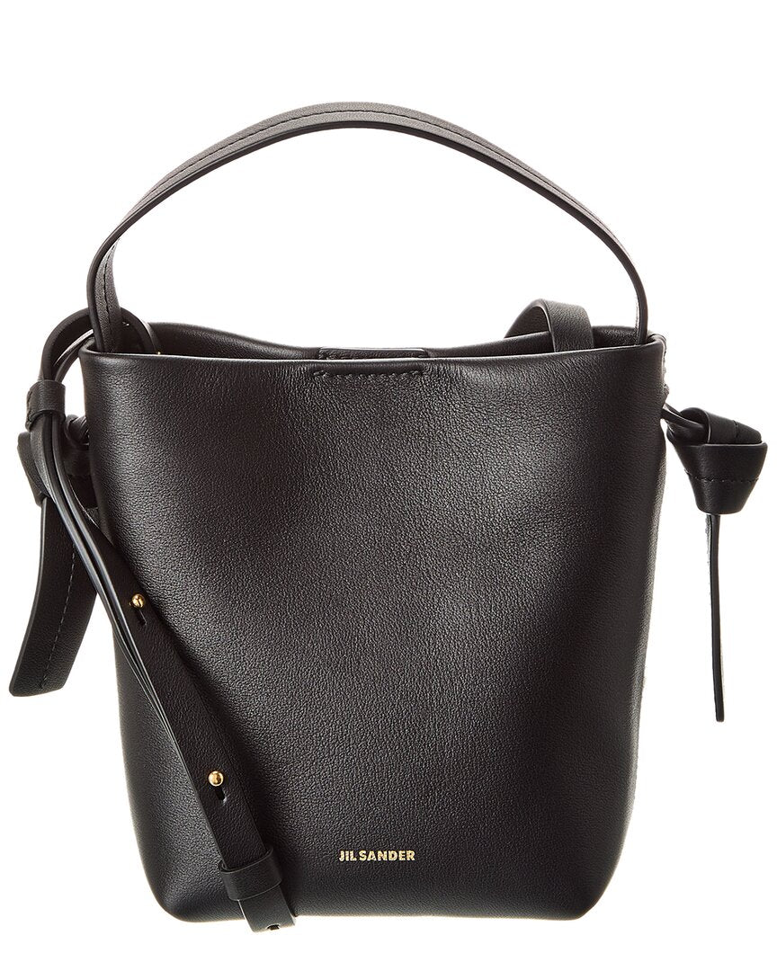 Jil Sander Logo Leather Bucket Bag Black ONE SIZE