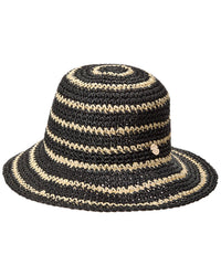Bruno Magli Striped Crochet Straw Bucket Hat, Os, Black