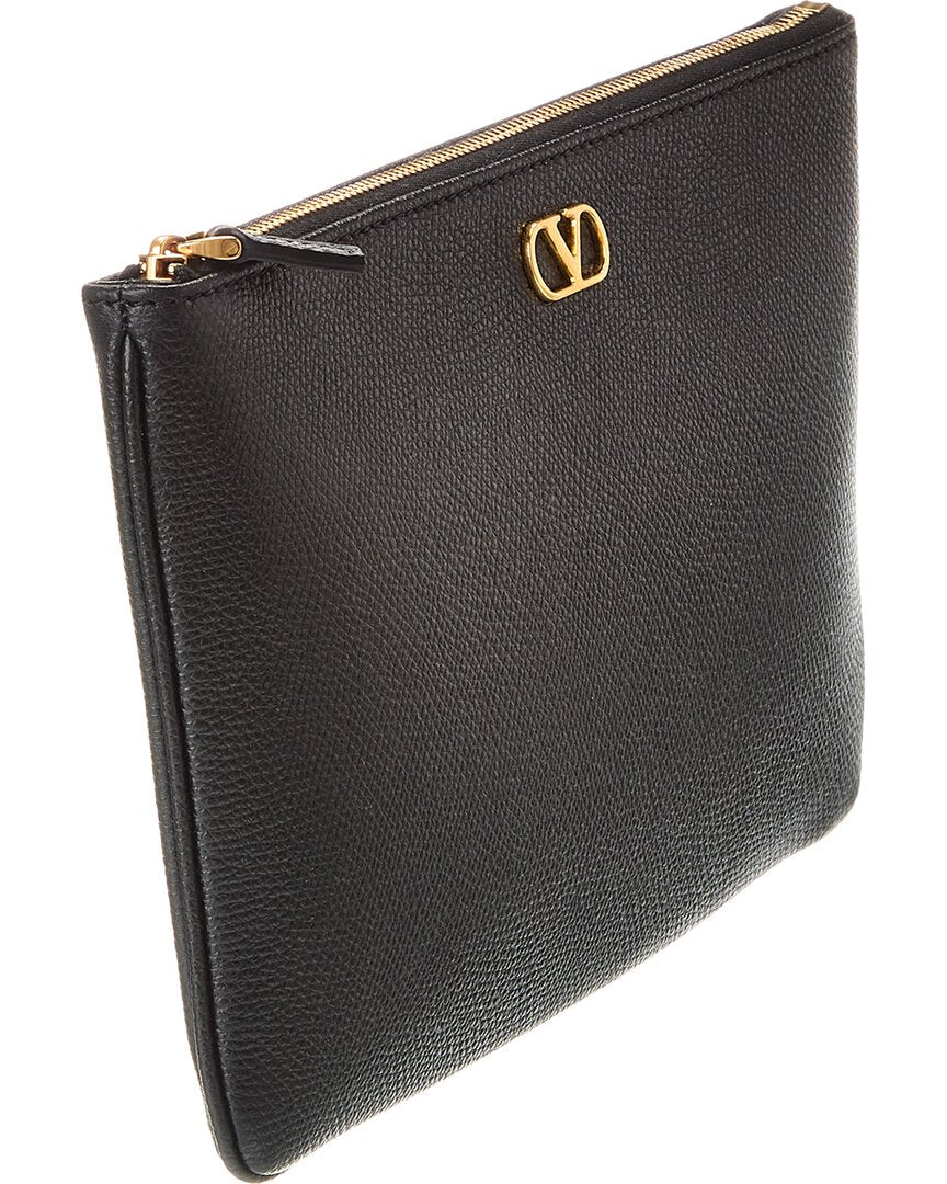 Valentino Valentino Vlogo Signature Leather Pouch