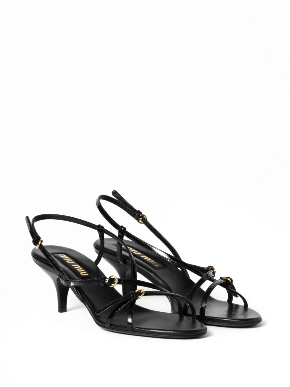 Miu Miu Women Patent Leather Sandals With Buckles