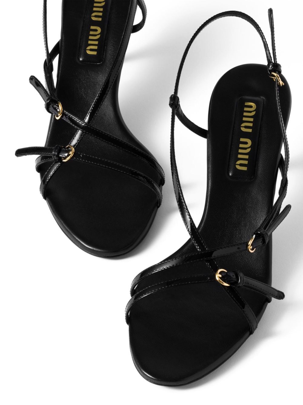 Miu Miu Women Patent Leather Sandals With Buckles
