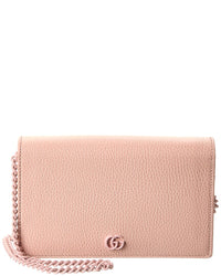 Gucci Gg Marmont Leather Chain Wallet ONE SIZE Pink