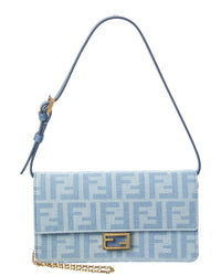FENDI Fendi Baguette Ff Denim & Leather Wallet On Chain