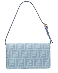 FENDI Fendi Baguette Ff Denim & Leather Wallet On Chain