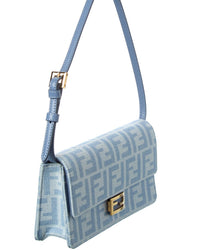 FENDI Fendi Baguette Ff Denim & Leather Wallet On Chain