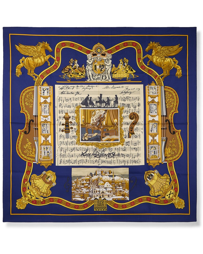 Pre-Owned Hermès In Salzburg By Loïc Dubigeon Mm Printed Silk Scarf (Authentic Pre-