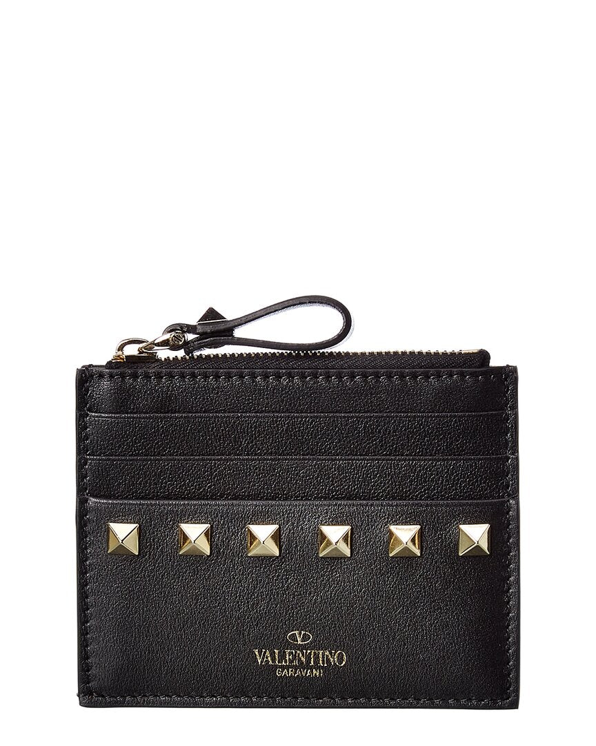 Valentino Rockstud Leather Card Holder