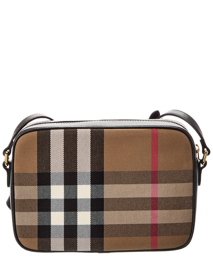 Burberry Check Canvas & Leather Camera Bag