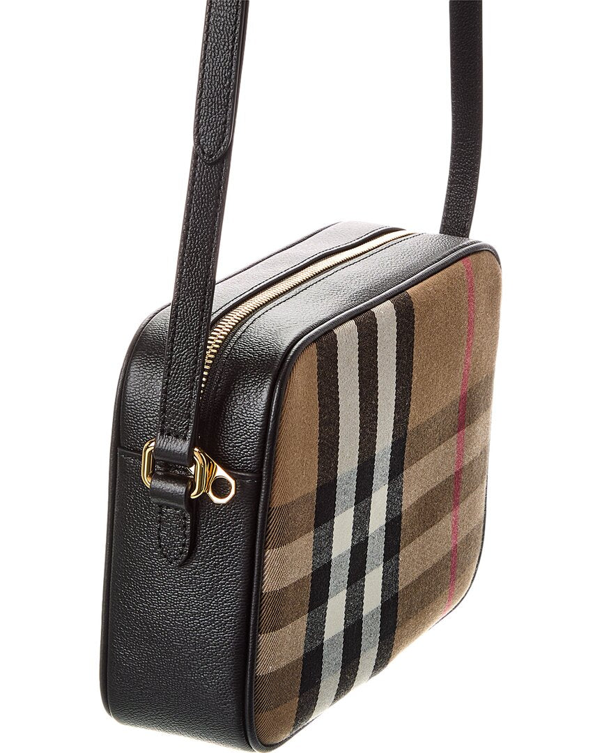 Burberry Check Canvas & Leather Camera Bag
