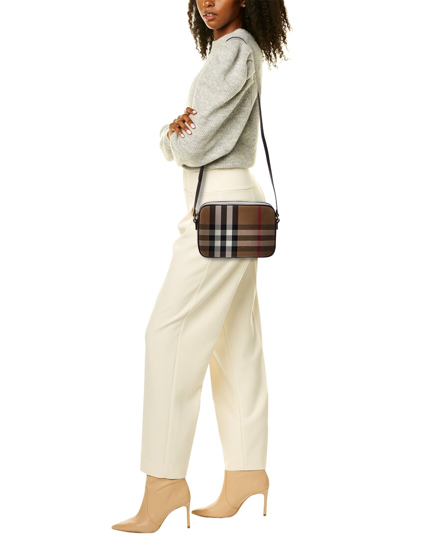 Burberry Check Canvas & Leather Camera Bag