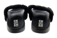 Versace Jeans Couture Black Faux Fur Signature Slides-