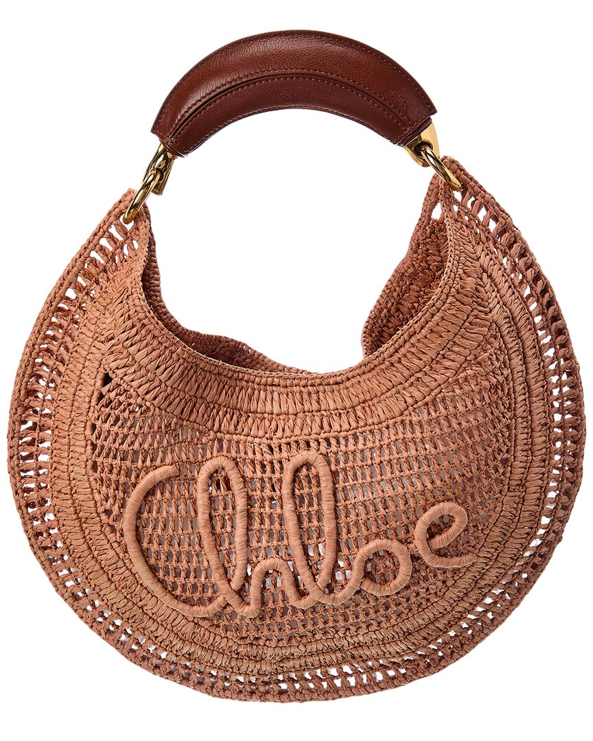 Chloé Chloé Summer Banana Raffia & Leather Hobo Bag