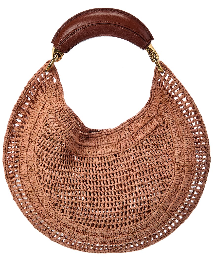 Chloé Chloé Summer Banana Raffia & Leather Hobo Bag
