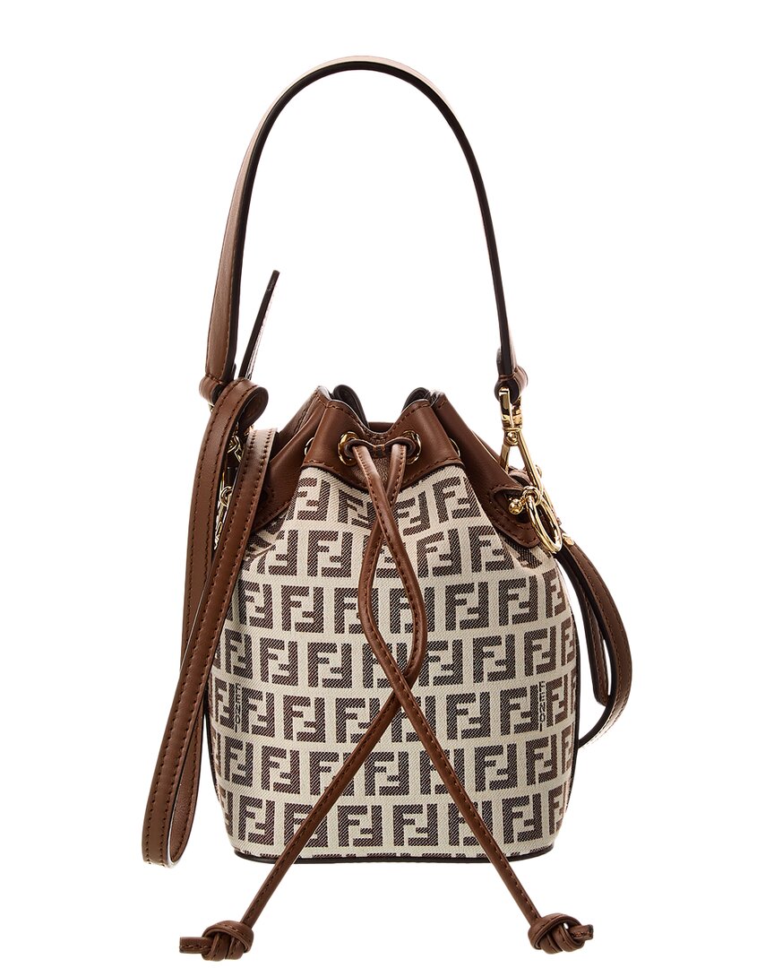 FENDI Fendi Mon Tresor Mini Ff Jacquard & Leather Bucket Bag