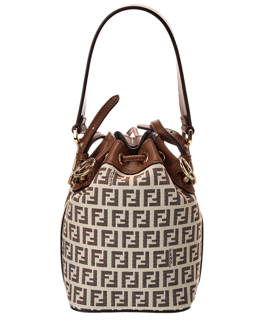 FENDI Fendi Mon Tresor Mini Ff Jacquard & Leather Bucket Bag